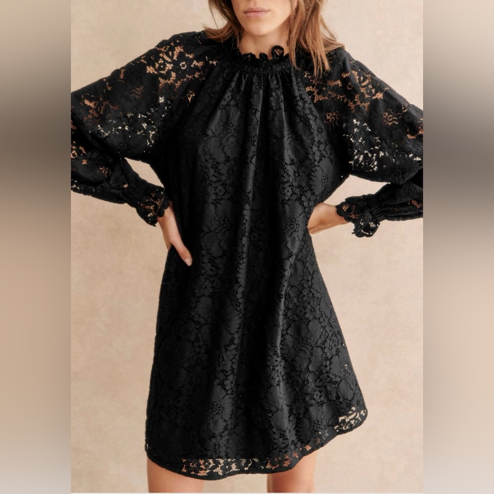 Sezane Black Lace Dress
